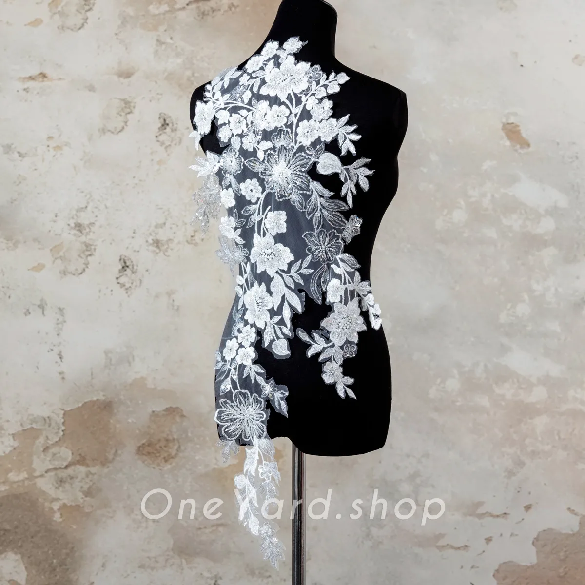 glitter sequins beads flower lace patch