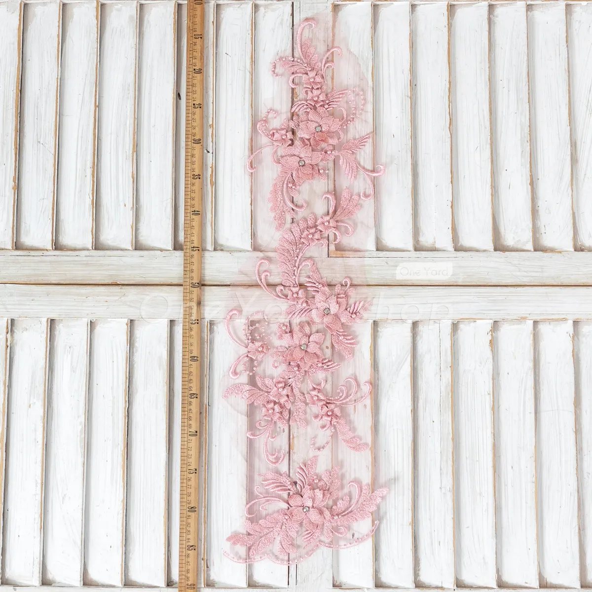 pink 3d flower embroidery lace applique for dress decor