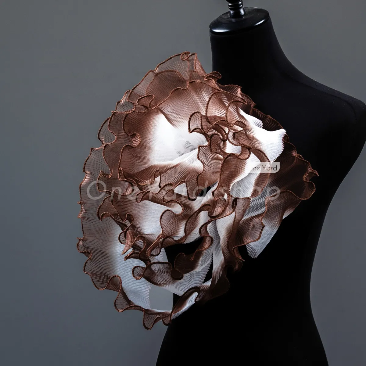 white to coffee rough hand feel stiff organza ruffles