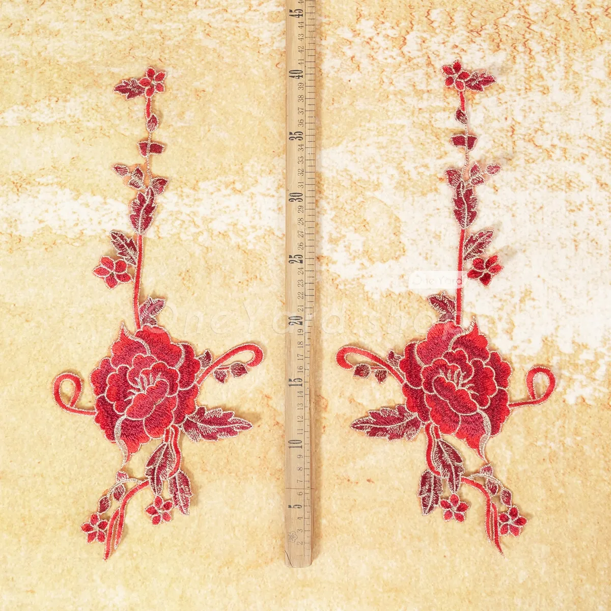 dark red floral embroidery lace appliques