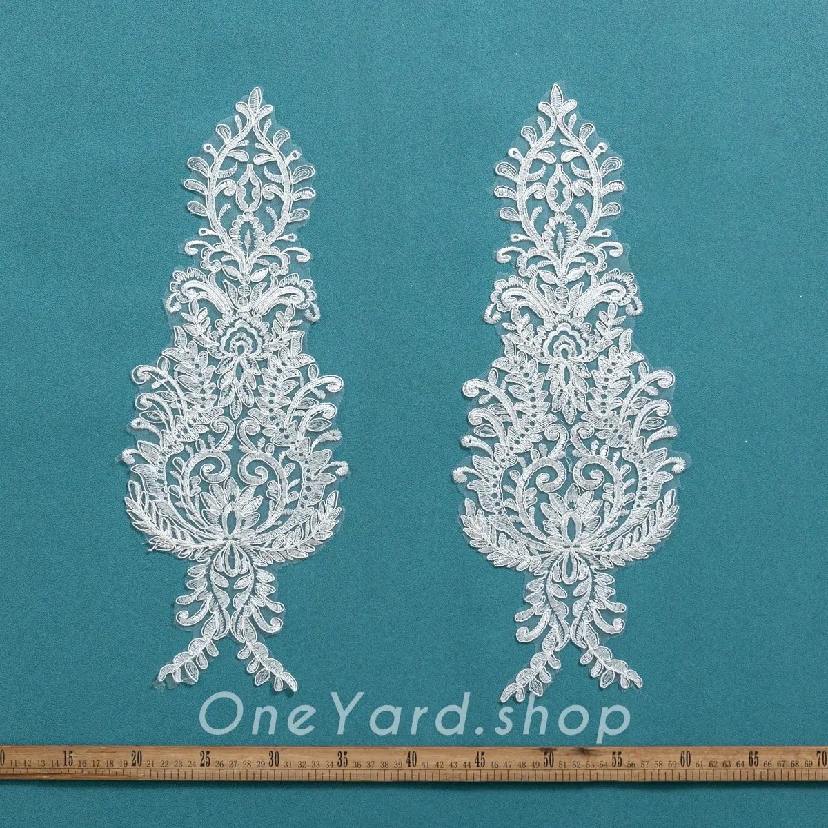 abstract lace appliques symmetrical pair