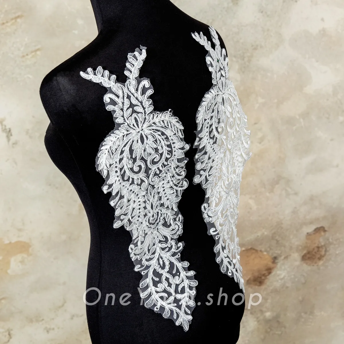 ivory white abstract lace appliques