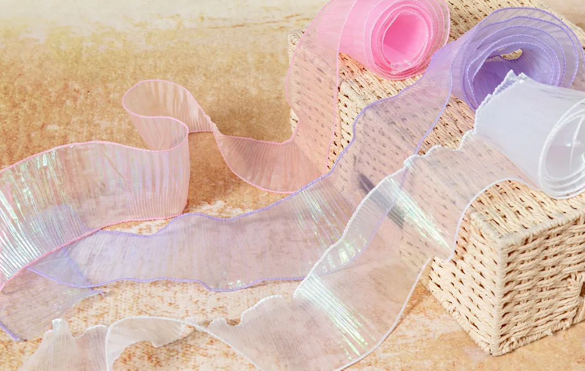 9cm iridescent accordion organza trims