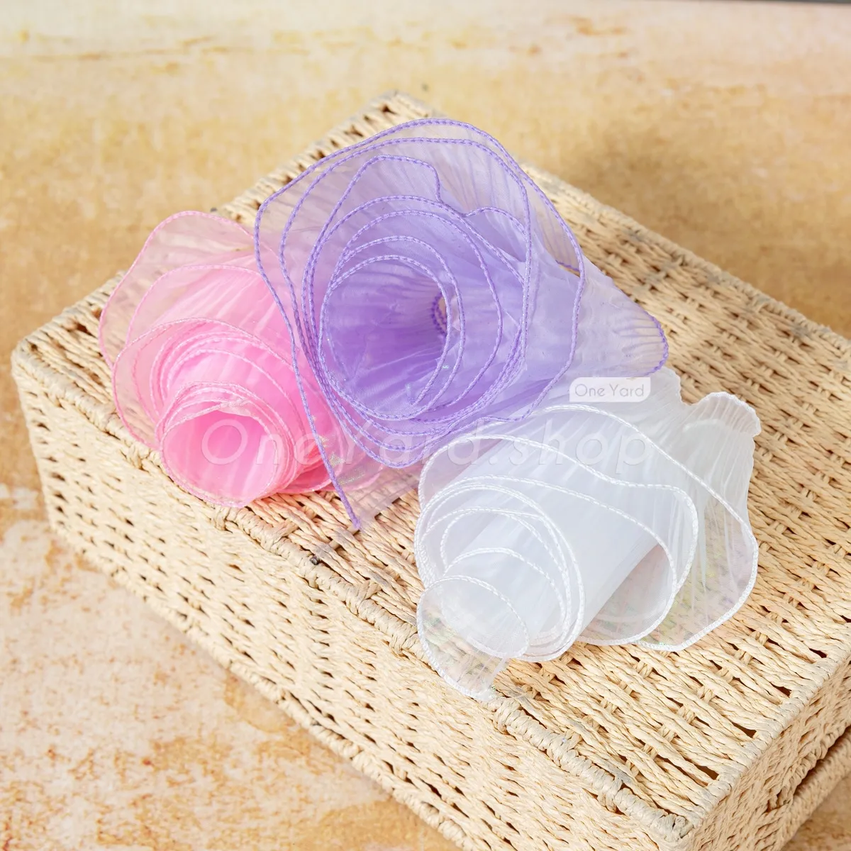 9cm iridescent sheer accordion organza trim