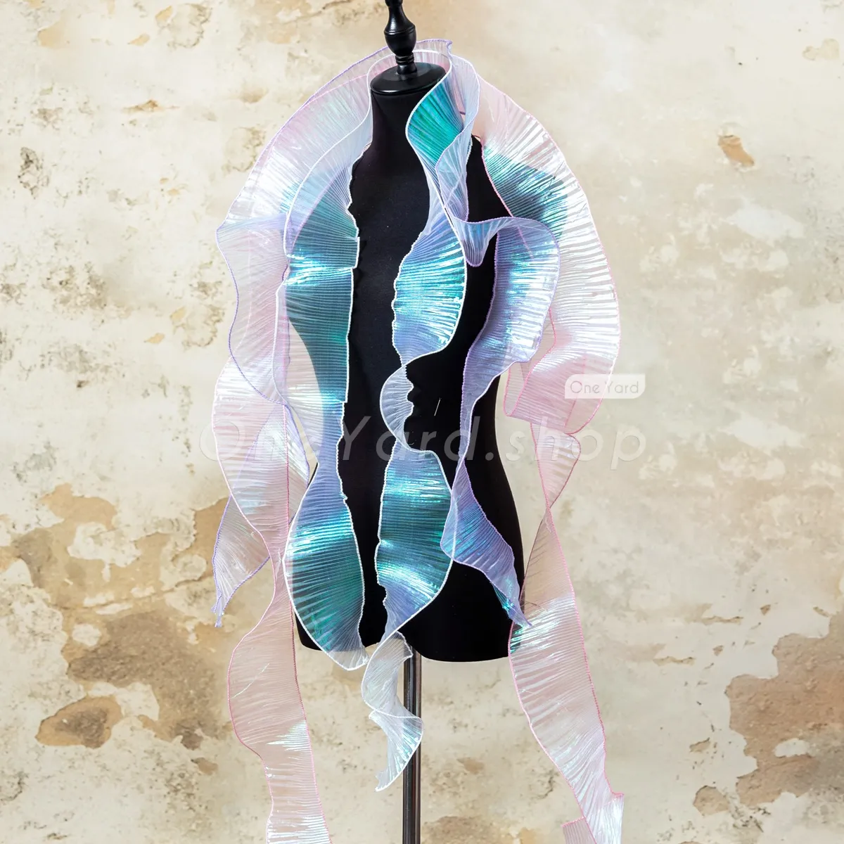 9cm iridescent sheer organza trim by the yard