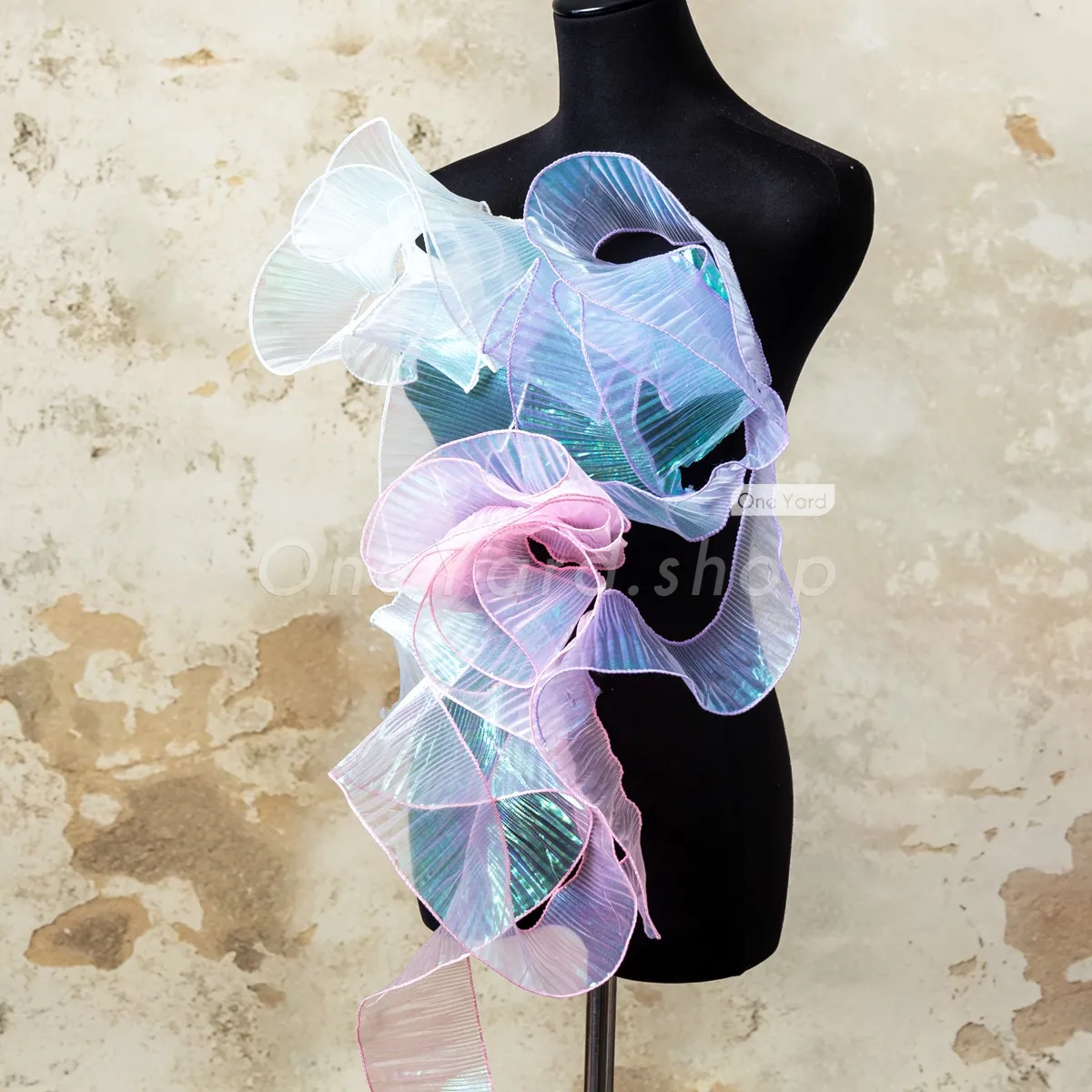 9cm iridescent sheer organza trim