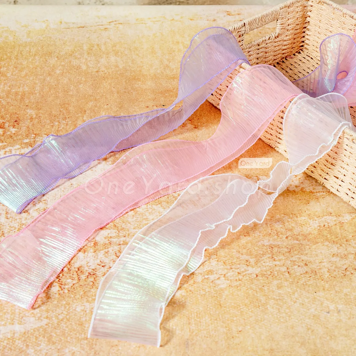 iridescent sheer organza trim by the yard