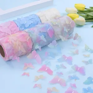 beautiful pastel ombre 3d butterfly tulle ribbon trim