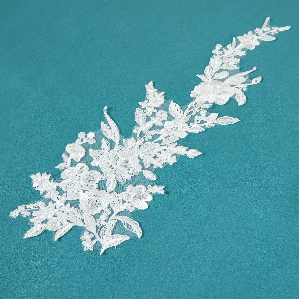 60cm long clear sequin floral lace motif