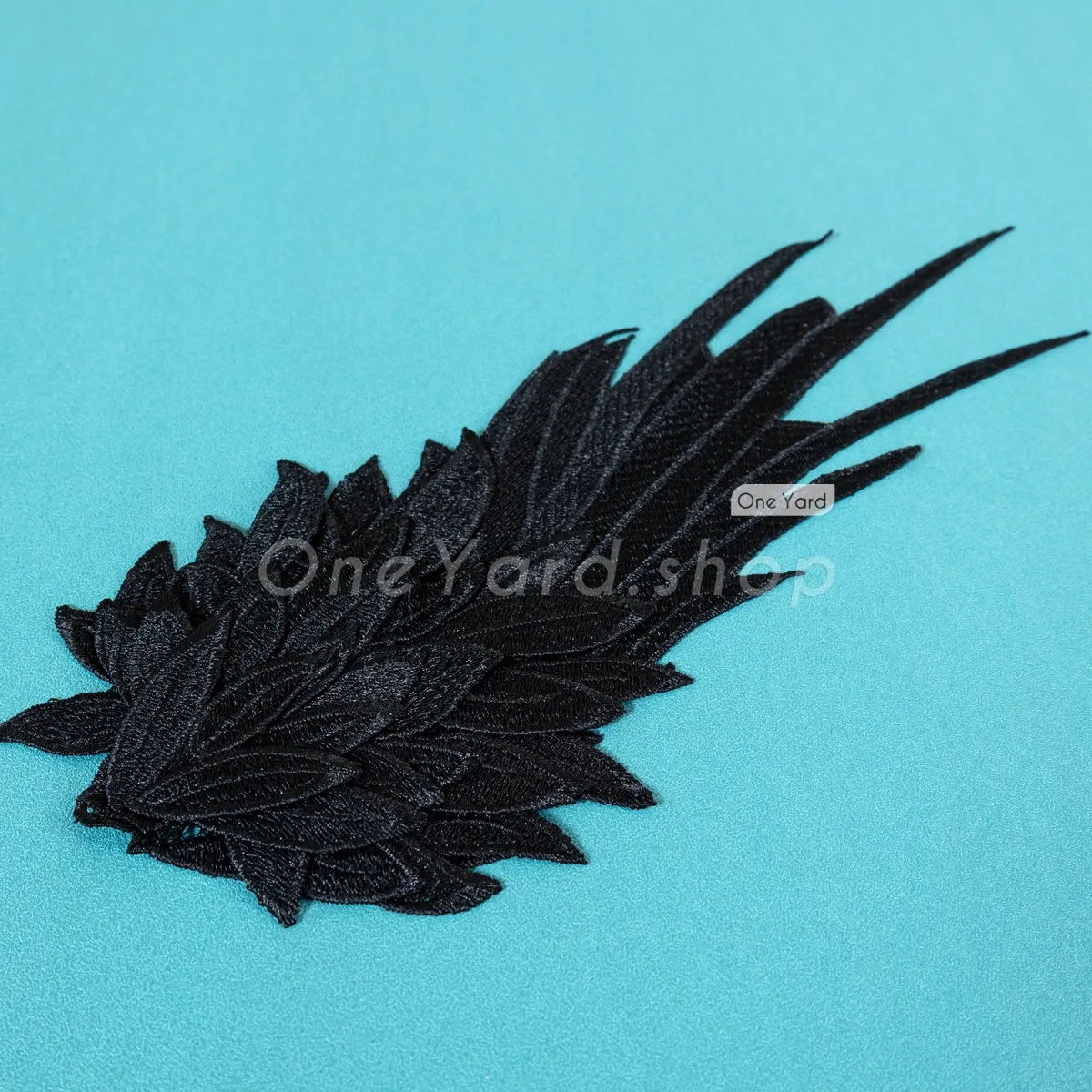 layered 3D black wing lace applique