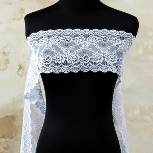 timeless pure white floral scalloped stretch lace trim