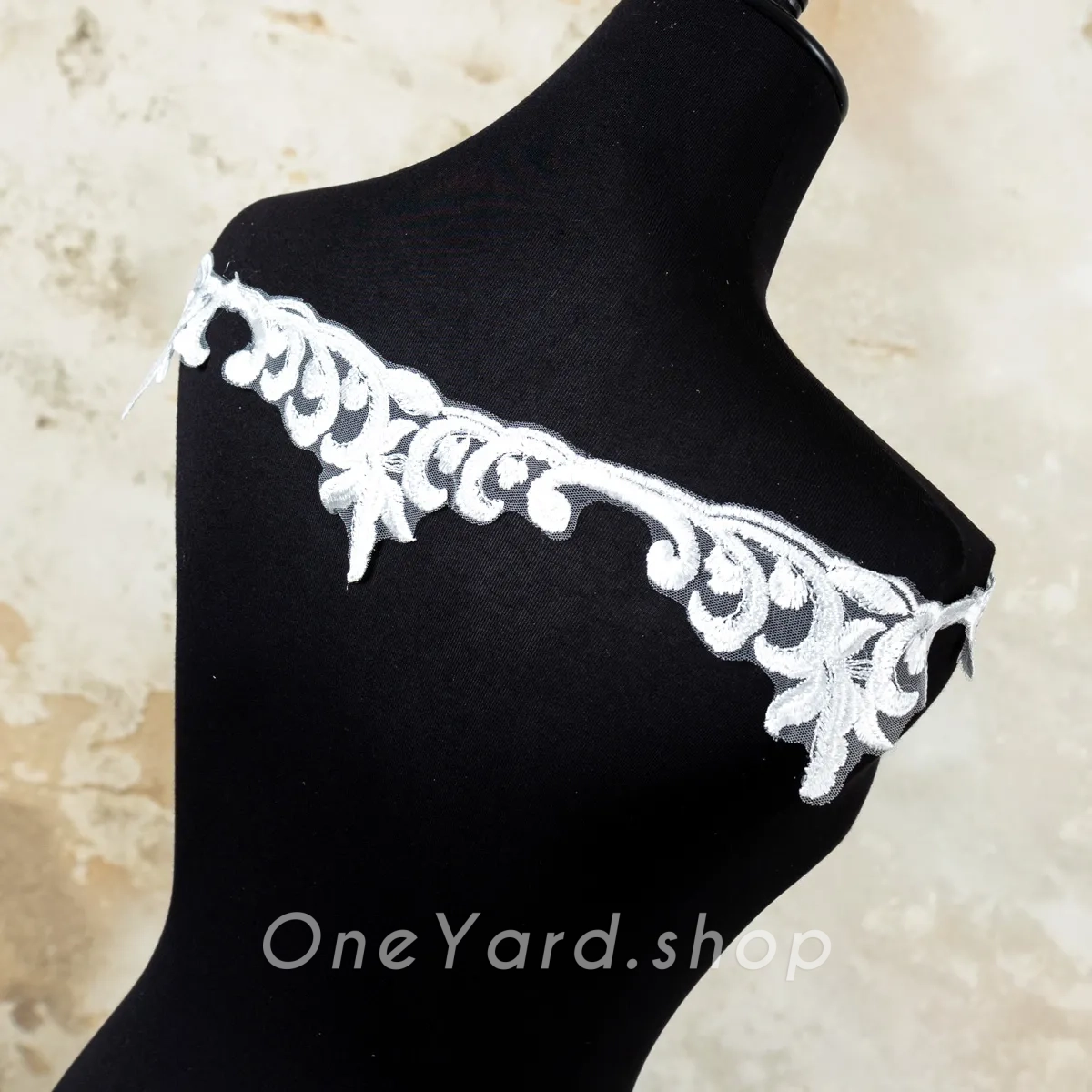 sequinned leaf embroidery narrow lace border