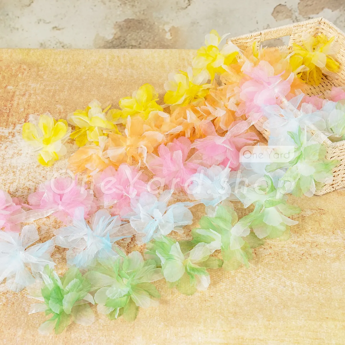 fairytale ombre 3d organza ethereal flower trim