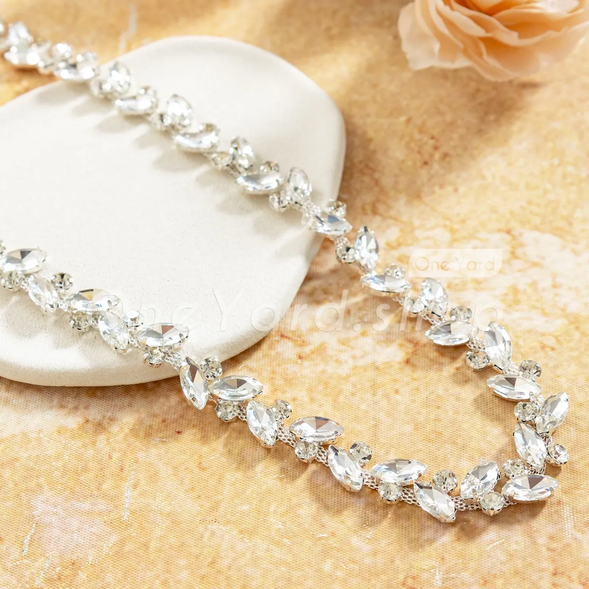 botanical inspired clear crystal rhinestone vine trim