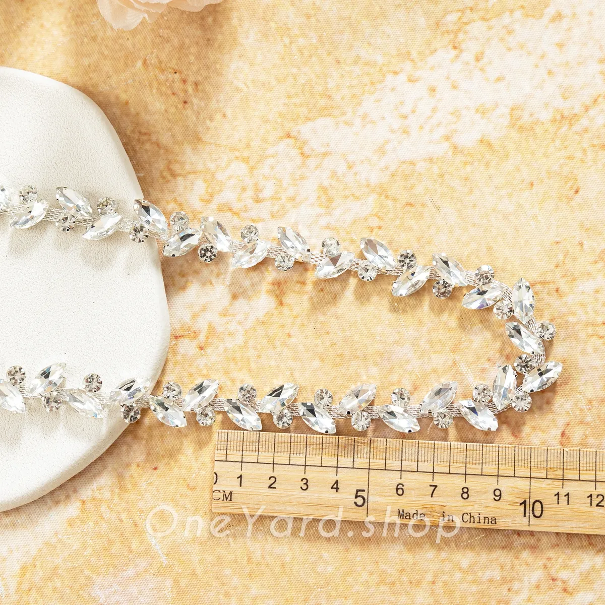 navette clear crystal trim for bridal sashes