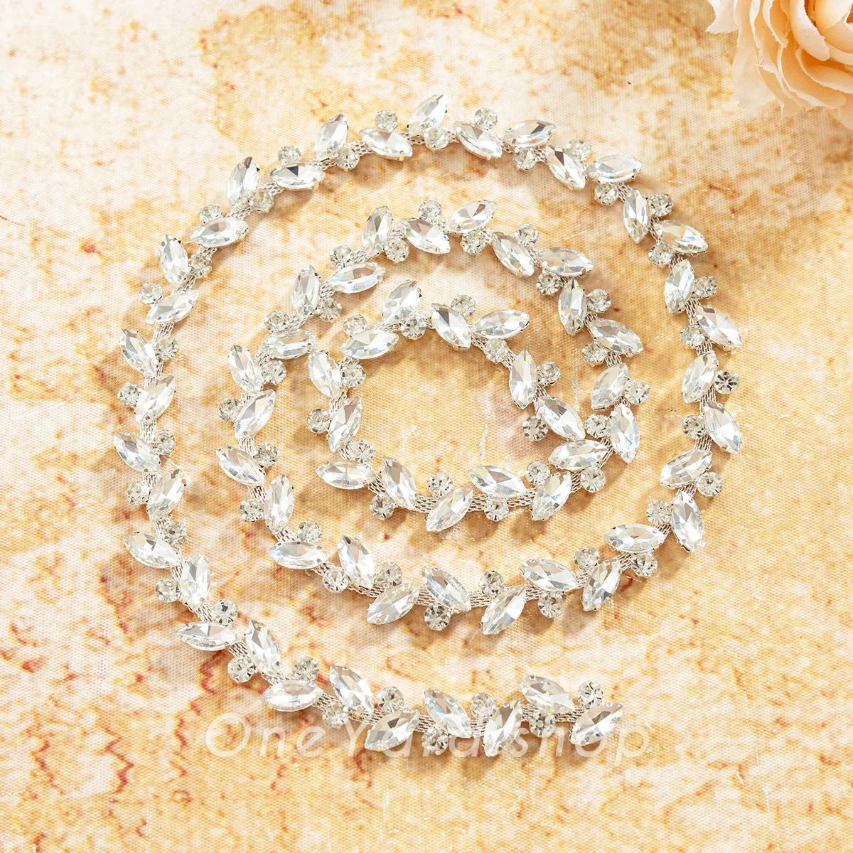 navette clear crystal trim for couture straps