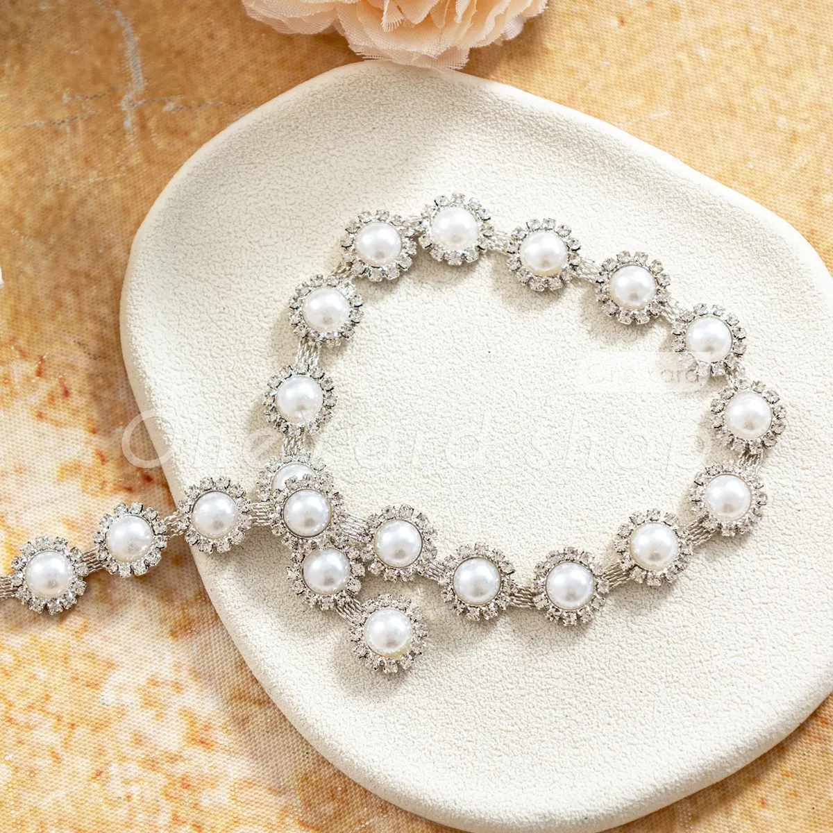 pearl and crystal rhinestone trim