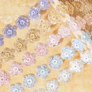beaded sequinned pastel color mesh flower chain