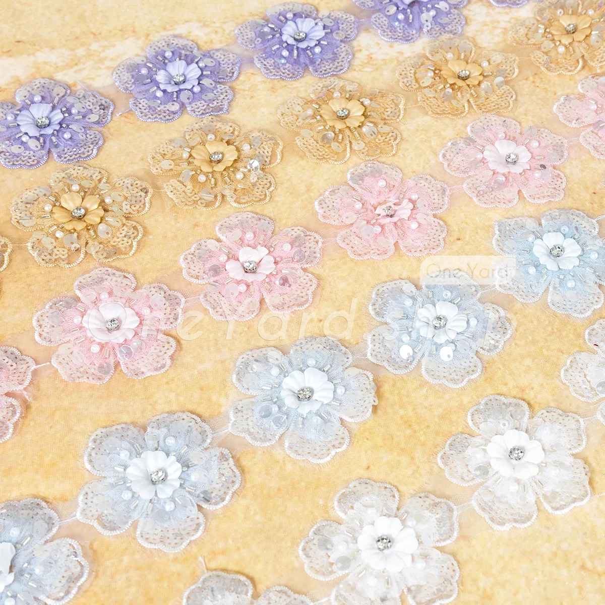 beautiful floral motifs on a sheer mesh strip beautiful floral motifs on a sheer mesh strip