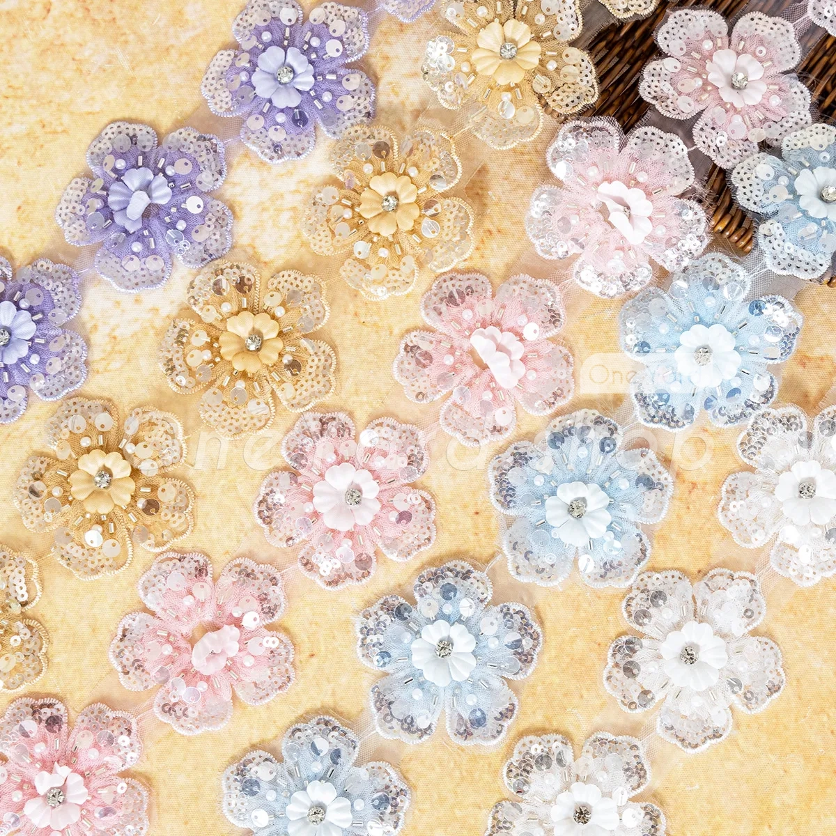 pearled beaded sequinned mesh flower train pearled beaded sequinned mesh flower train