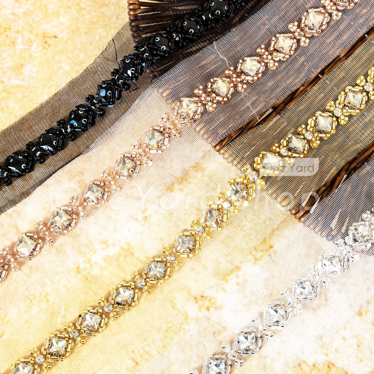 geometric beaded rhinestone banding