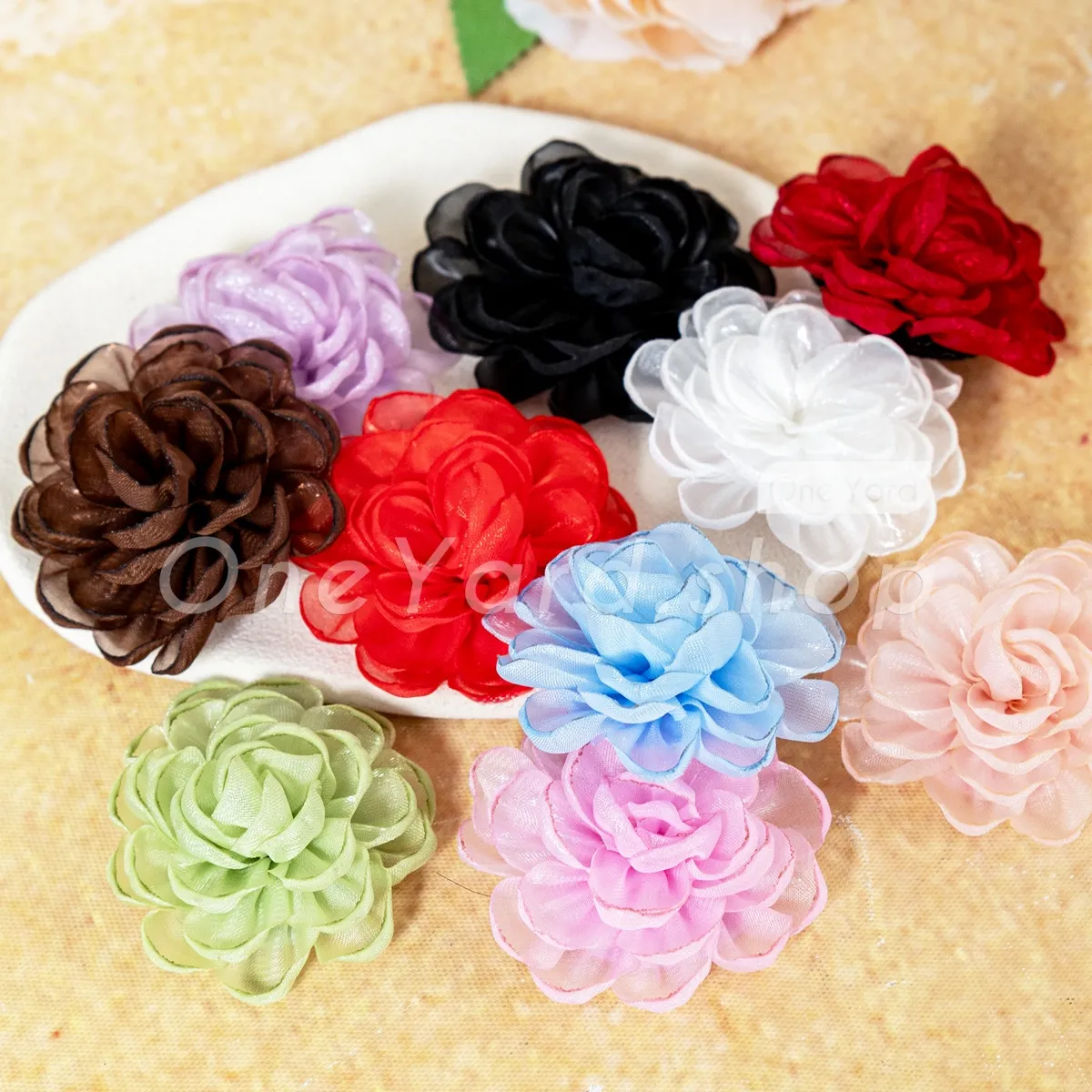 5cm 3d organza fabric flowers flatback rosette 5cm 3d organza fabric flowers flatback rosette