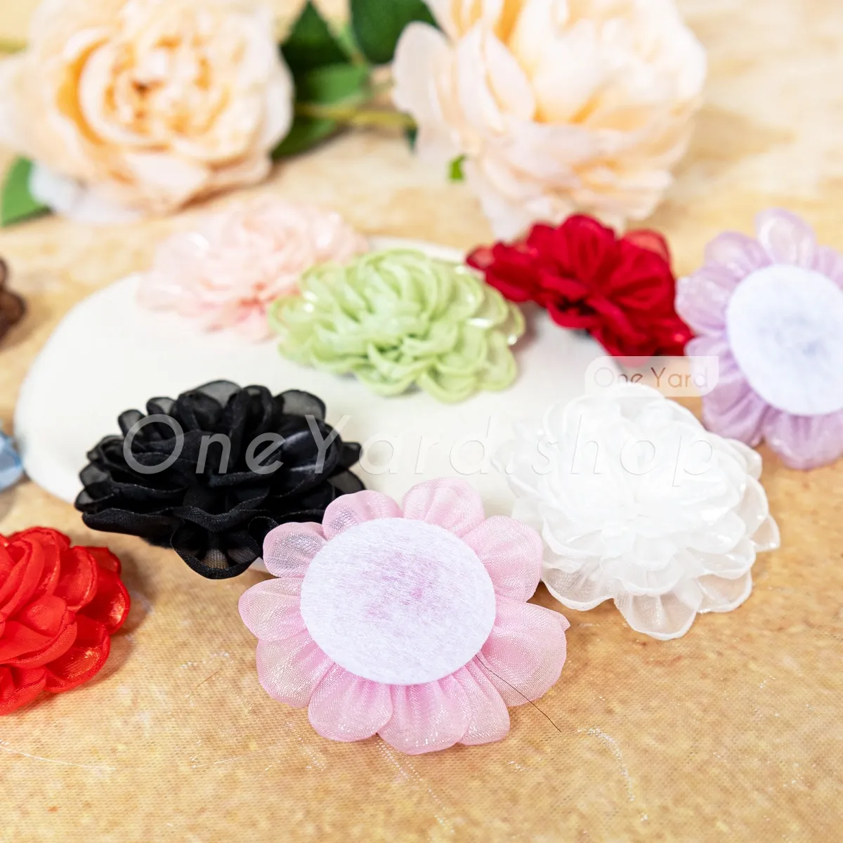 organza flowers with beautifully ruffled petals organza flowers with beautifully ruffled petals