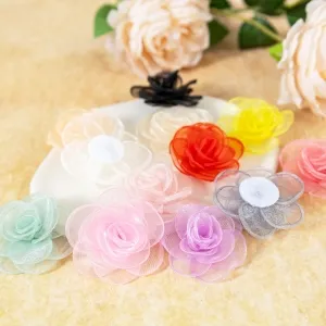 5cm lightweight sheer organza 3D rose flower appliques