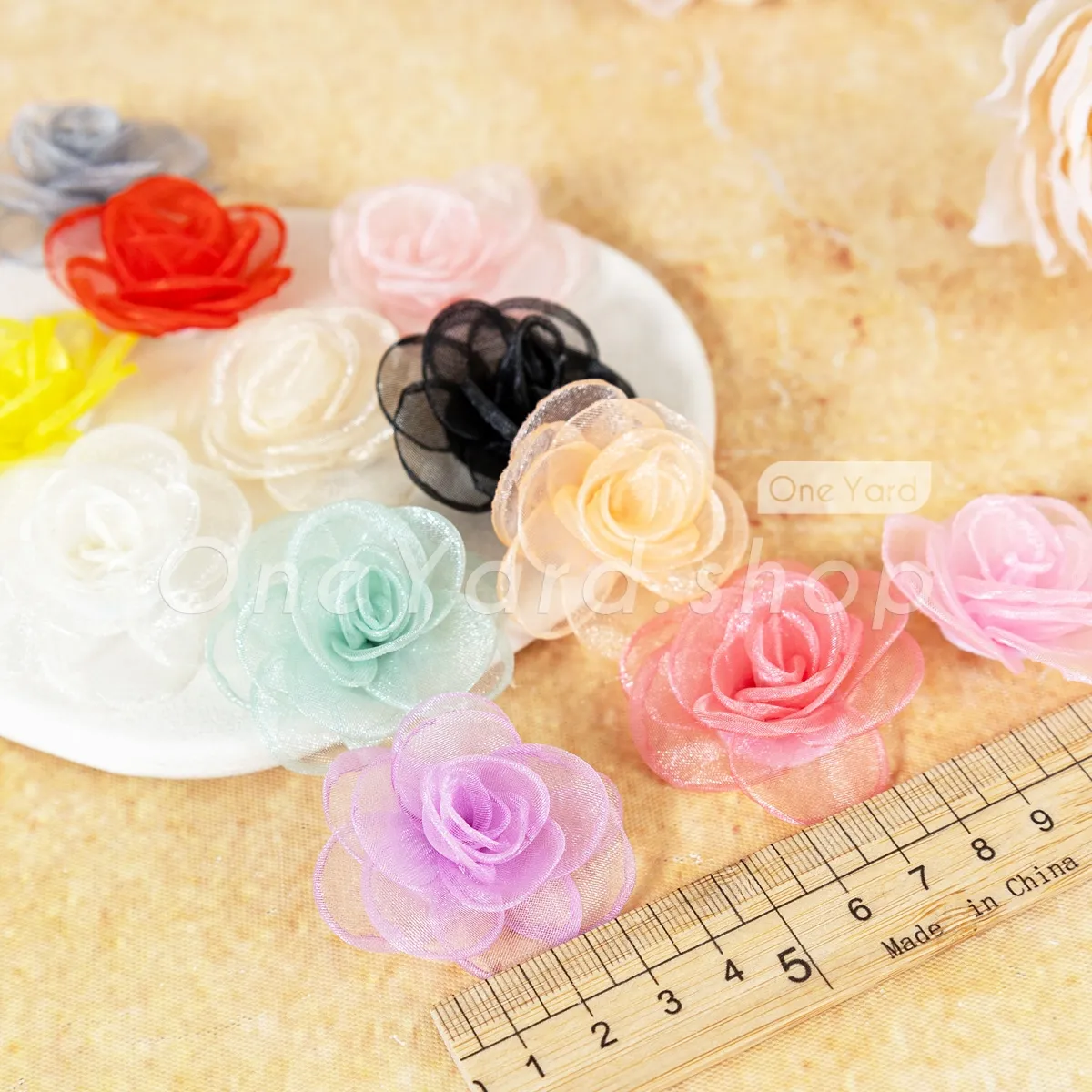lightweight sheer organza 3D rose flower appliques lightweight sheer organza 3D rose flower appliques