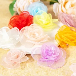 65mm sheer organza fabric large flatback 3D flowers