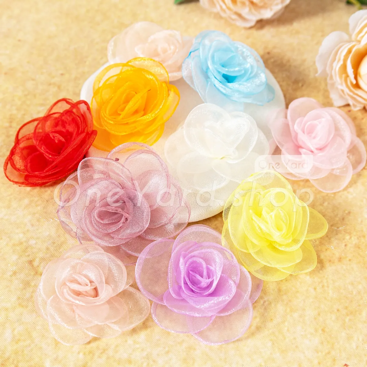 65mm sheer organza fabric large flatback flowers 65mm sheer organza fabric large flatback flowers