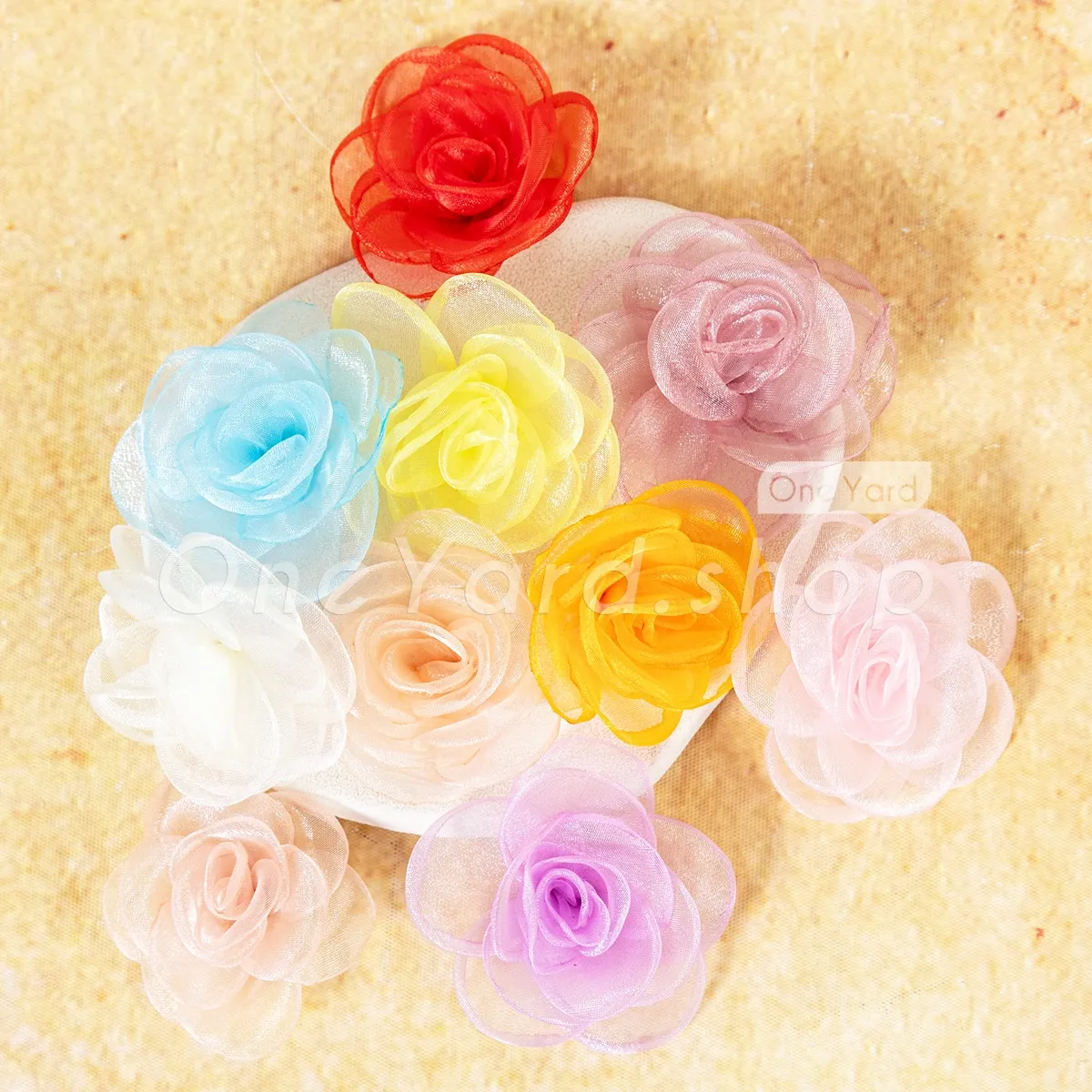 sheer organza large flatback 3D flowers sheer organza large flatback 3D flowers
