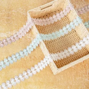 5cm 3d floral pearl lace trim pastel scalloped edging