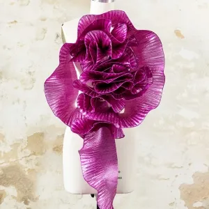 metallic magenta pleated ruffle horsehair braid trim