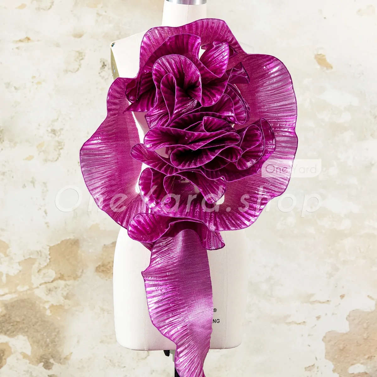 metallic magenta pleated ruffle horsehair braid trim