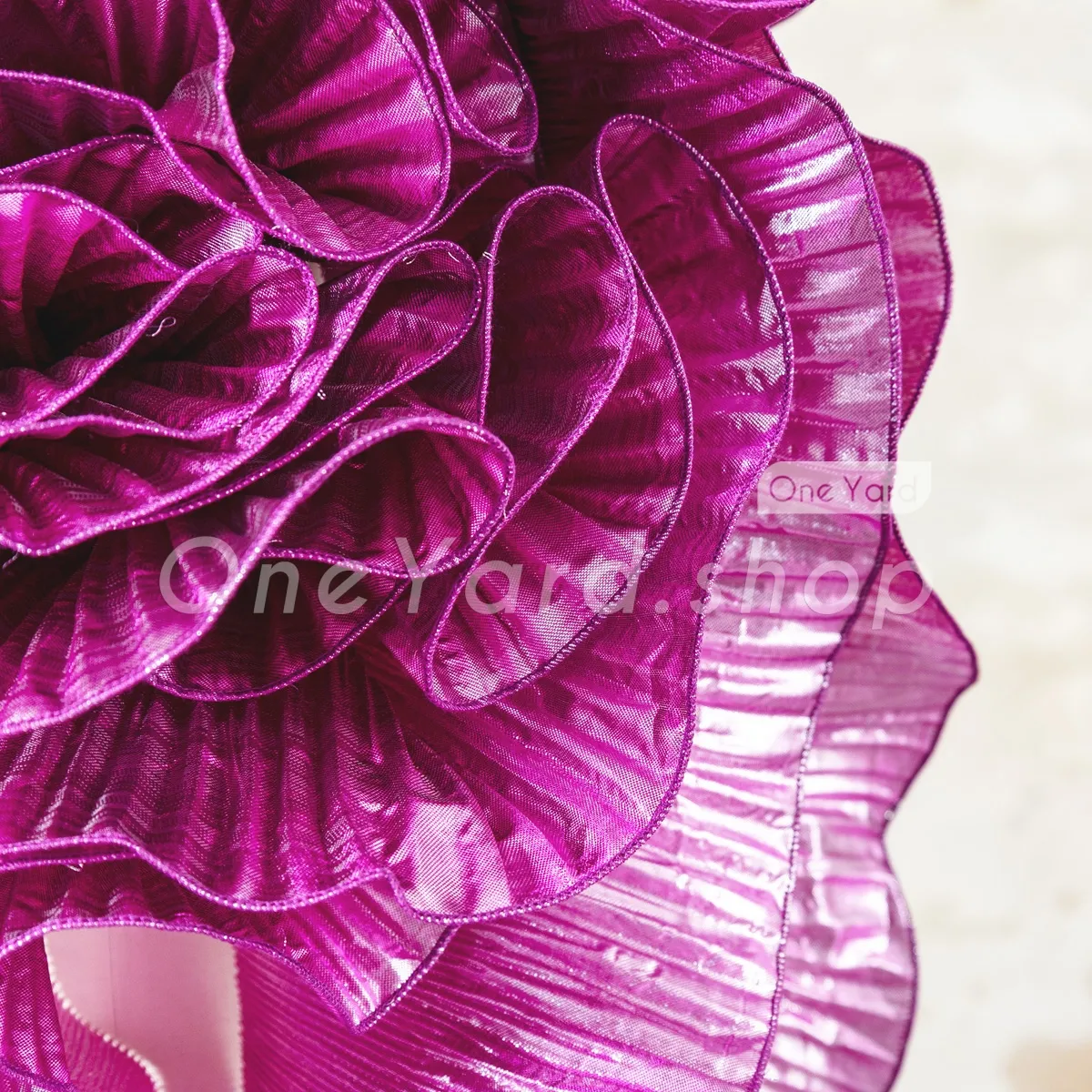 metallic magenta pleated trim