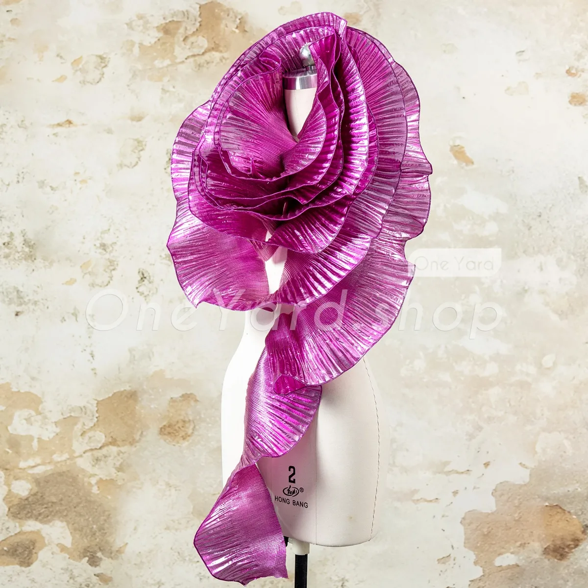 unique 15cm wide metallic magenta ruffle trim