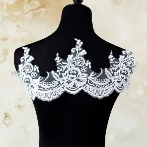 clear sequin floral scalloped lace trim edging 18cm