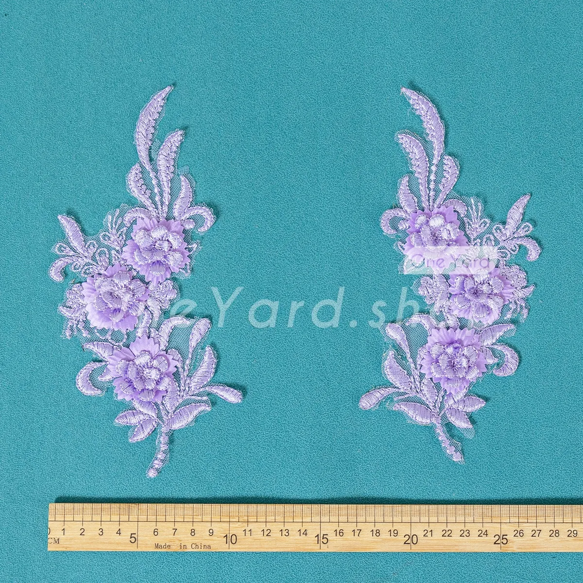 10x24cm lavender 3D flower lace appliques 10x24cm lavender 3D flower lace appliques
