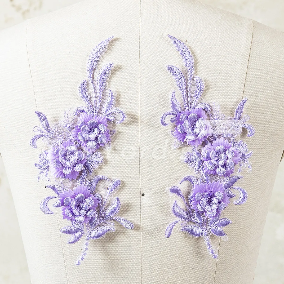 enchanting lavender 3d floral vine lace applique pair enchanting lavender 3d floral vine lace applique pair