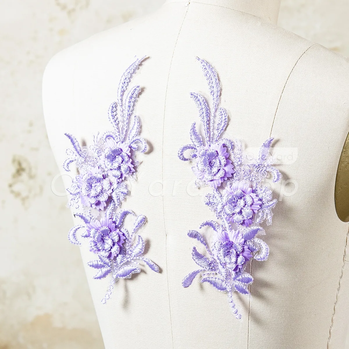 lavender 3d floral vine lace appliques lavender 3d floral vine lace appliques