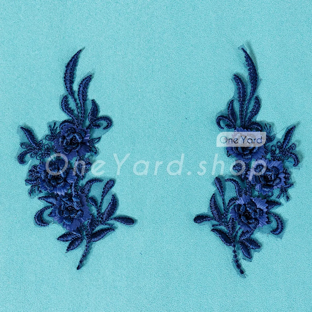 midnight navy blue 3d flower lace appliques