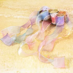6cm ethereal ombre sheer serged organza ribbon trims