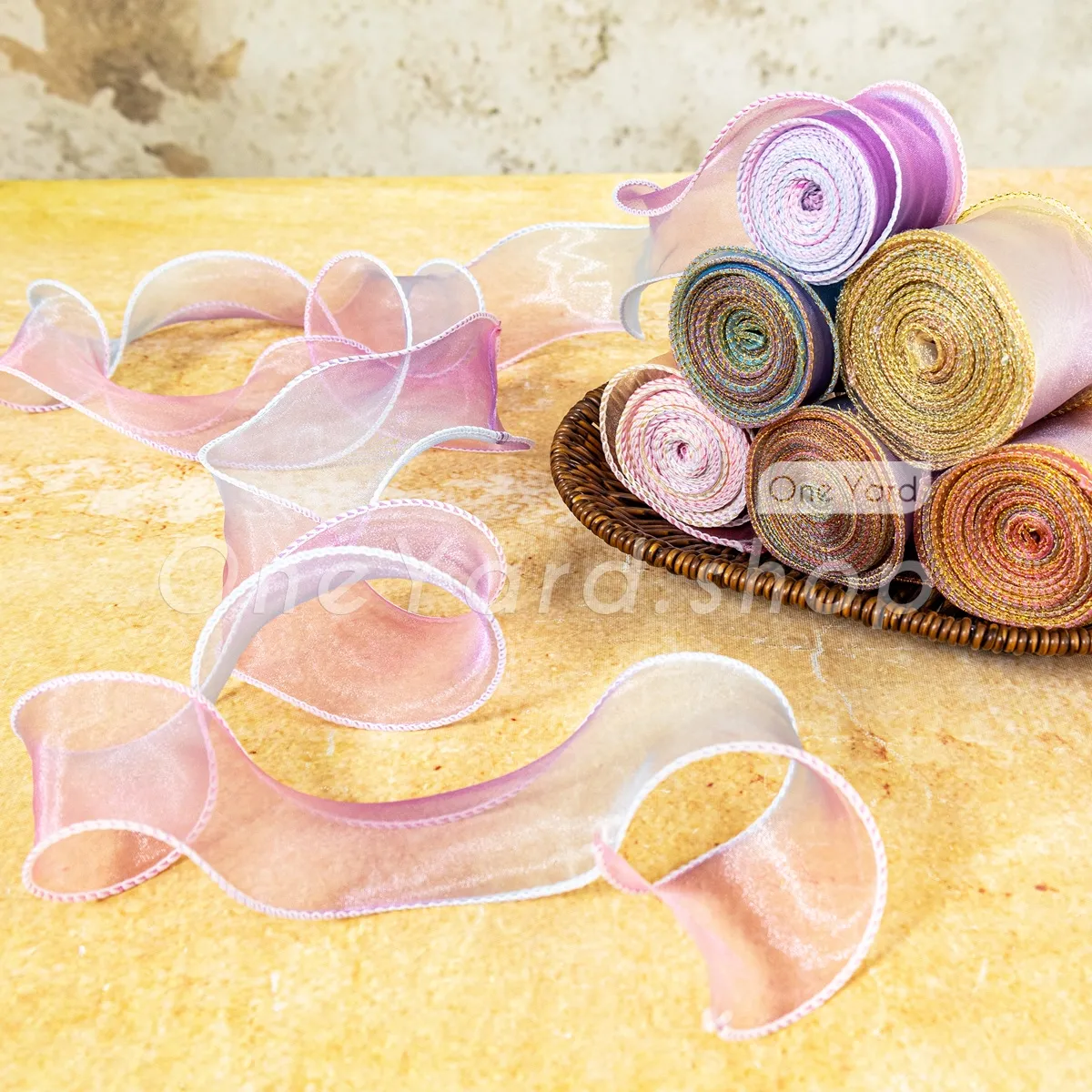 serged ombre color organza ribbon trims serged ombre color organza ribbon trims