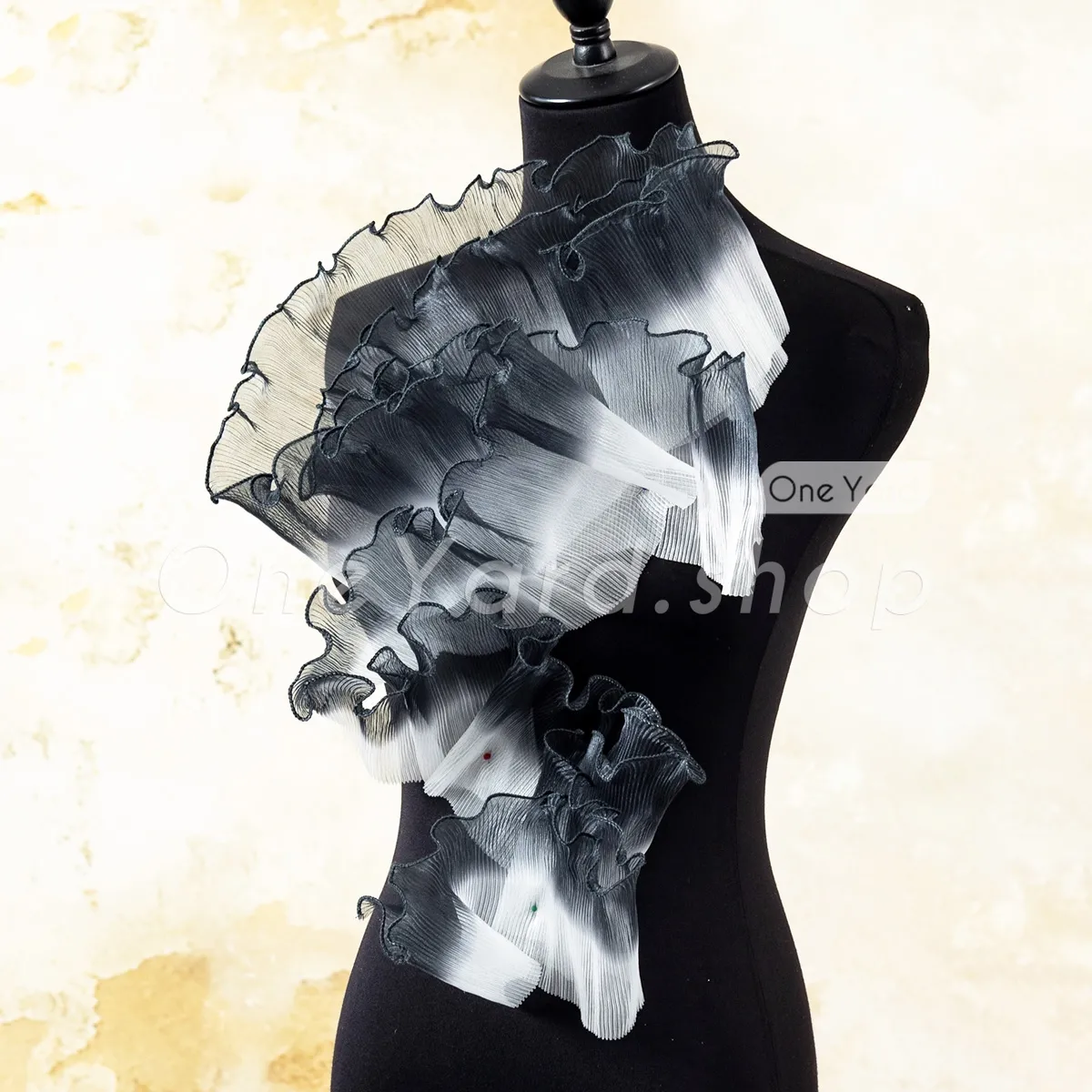 13cm black white ombre pleated organza ruffle trim 13cm black white ombre pleated organza ruffle trim