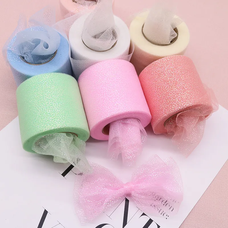 6cm wide iridescent glitter pastel tulle ribbon roll 6cm wide iridescent glitter pastel tulle ribbon roll