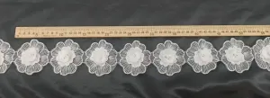 pearl embellished 3d flower scalloped lace trim
