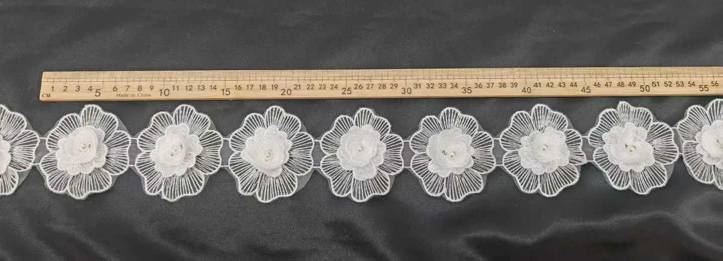 pearl embellished 3d flower scalloped lace trim pearl embellished 3d flower scalloped lace trim