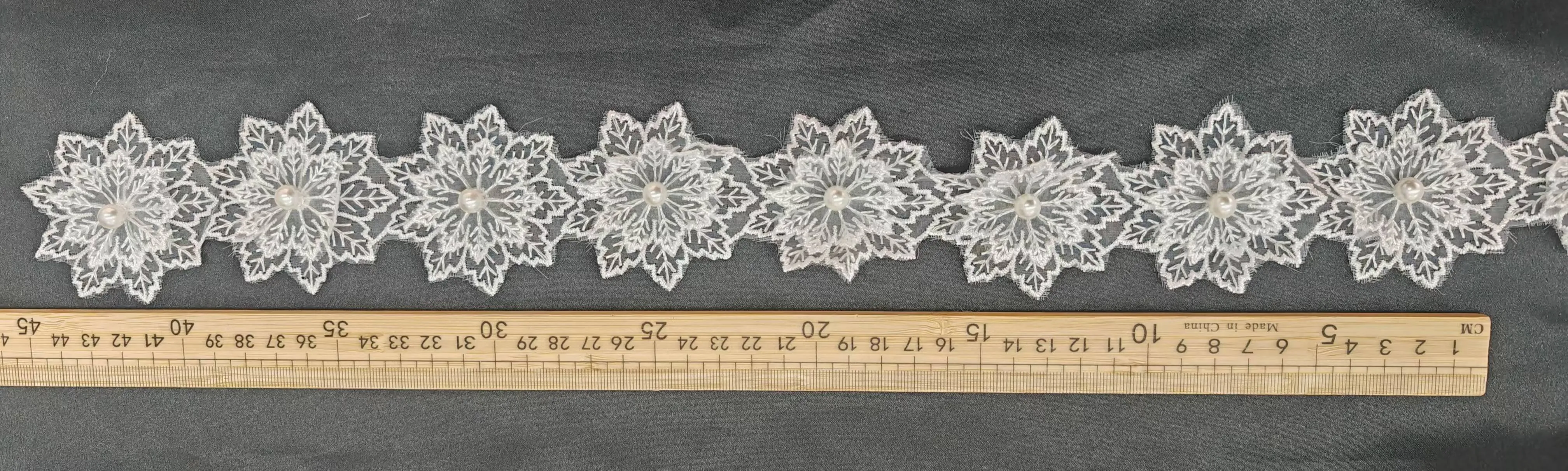 pearled star shaped flower embroidered lace trim pearled star shaped flower embroidered lace trim