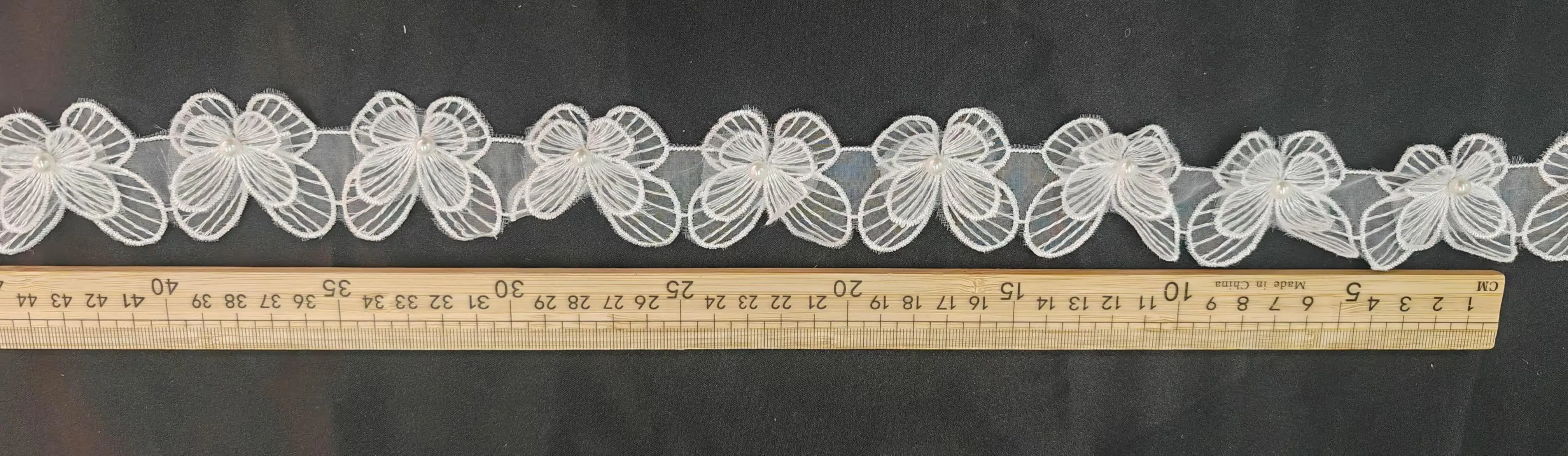 3d striped wing butterfly pearled sheer lace trim